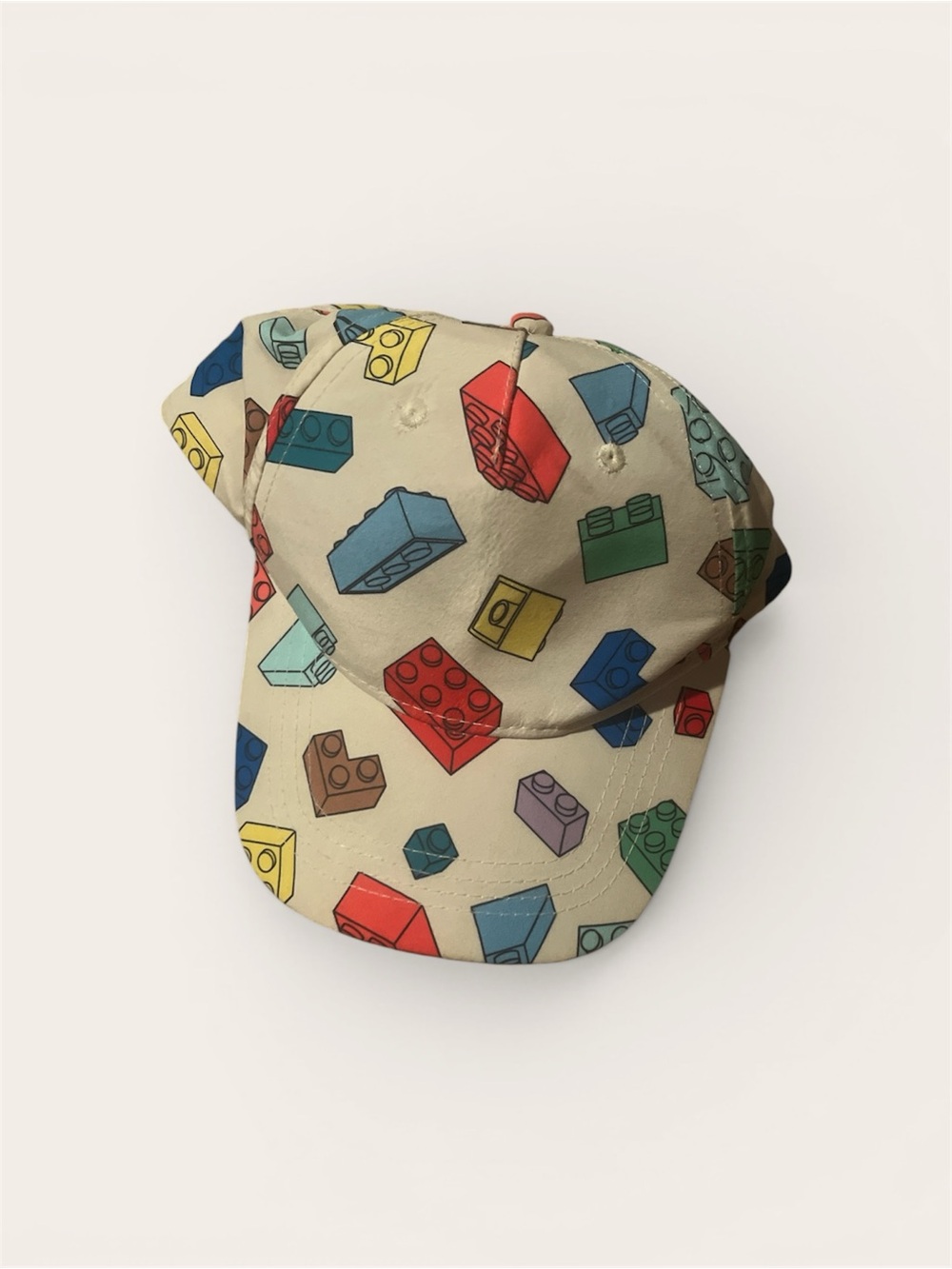 Lego Beige Hat with Multicolor Brick Print